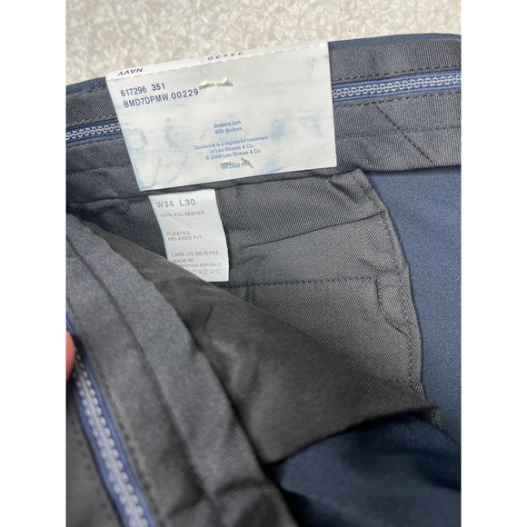 Dockers Navy Golf Performance Pleated Pant 34x30 - Picture 4 of 6